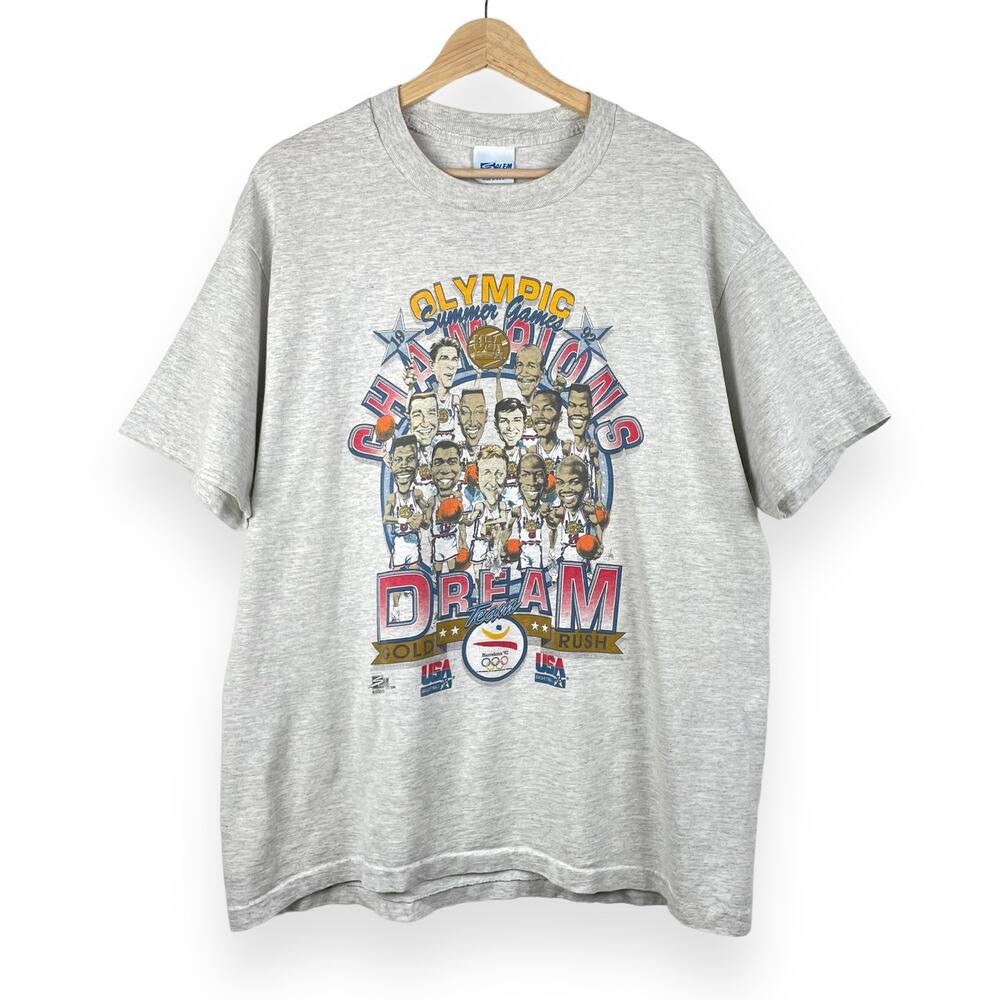 Vintage Salem Tag XL Basketball Champions Olympic Dream Team USA Graphic T-Shirt